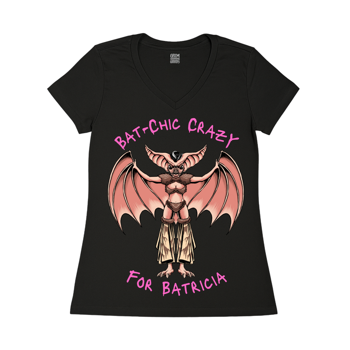 BAT-CHIC CRAZY WOMEN'S V-NECK T-SHIRT