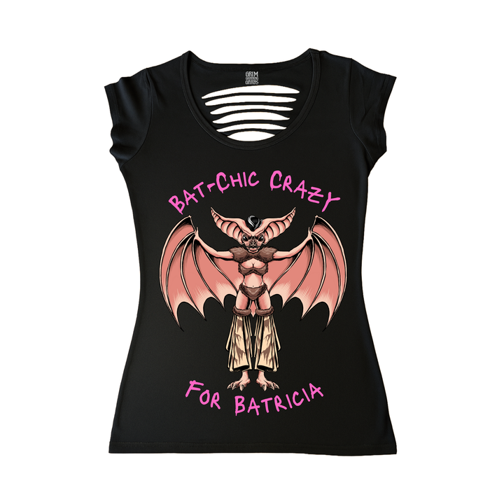 BAT-CHIC CRAZY WOMEN'S CUT BACK T-SHIRT