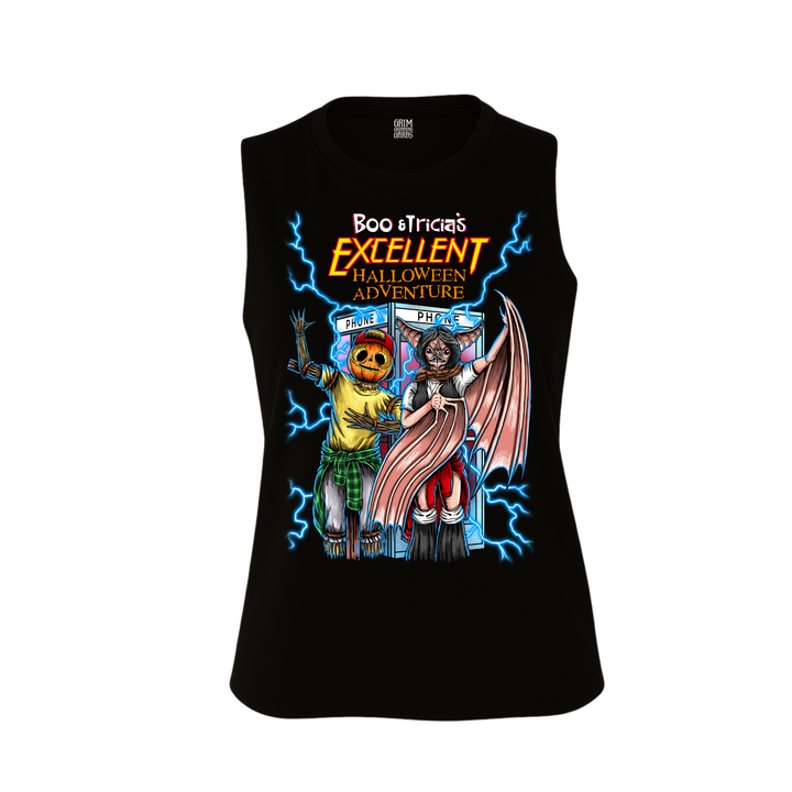 BOO & TRICIA'S EXCELLENT HALLOWEEN ADVENTURE WOMEN'S CROPPED RACERBACK