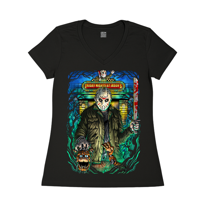 FREDDY FAZBEAR VS JASON WOMEN'S V-NECK T-SHIRT