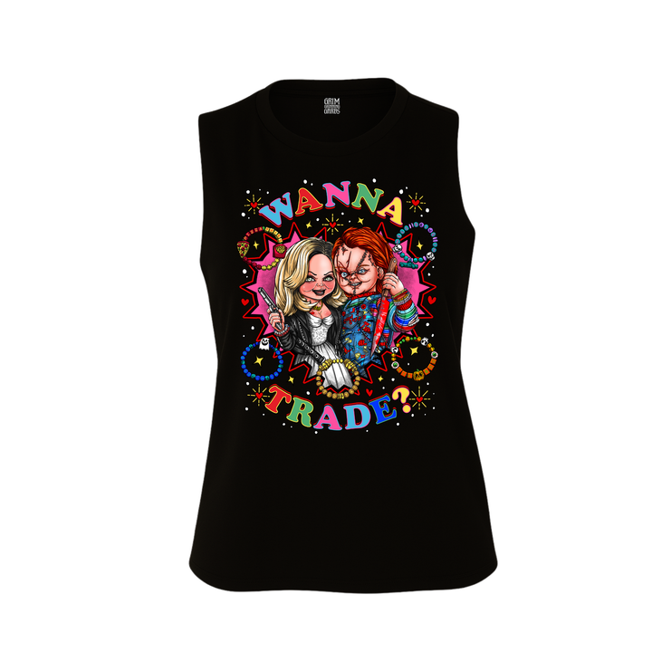 WANNA TRADE? - FRIENDSHIP BRACELETS 'TIL THE END WOMEN'S CROPPED RACERBACK